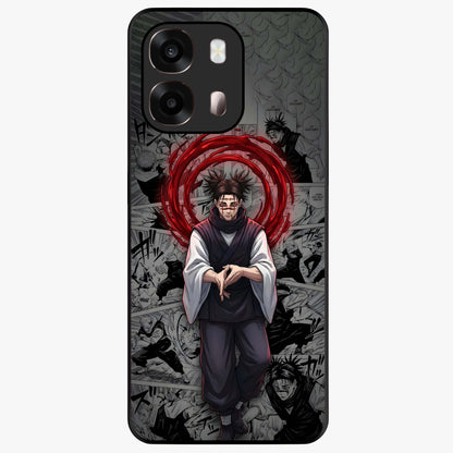 Cursed Ritual Ascension Glass Case showing flat back view with dark ritual themed artwork and glossy glass finish.