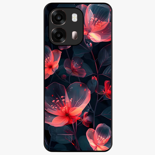 Dark Shade of Flower Glass Case showing flat back view with elegant dark floral artwork and glossy glass finish.