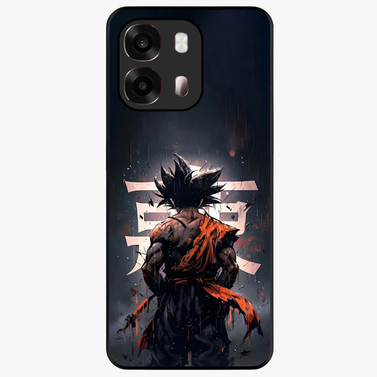 Dark Warrior In Rain Glass Case showing flat back view with warrior artwork in rainy atmosphere and glossy glass finish.