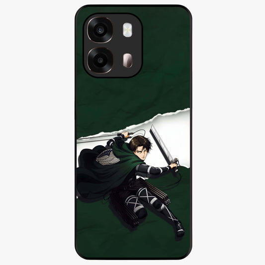 Emerald War Vanguard Glass Case showing flat back view with powerful warrior themed artwork and glossy glass finish.