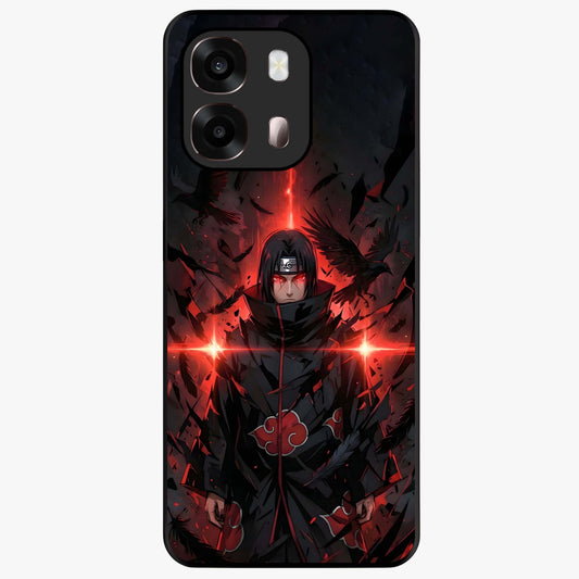 Focused Blade Discipline Glass Case showing flat back view with warrior sword themed artwork and glossy glass finish.