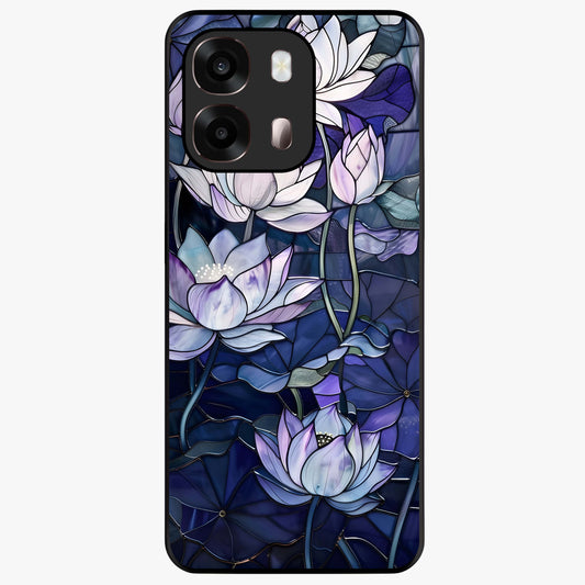 Gloss Petal Rush Glass Case showing flat back view with glossy flower petal artwork and smooth glass finish.