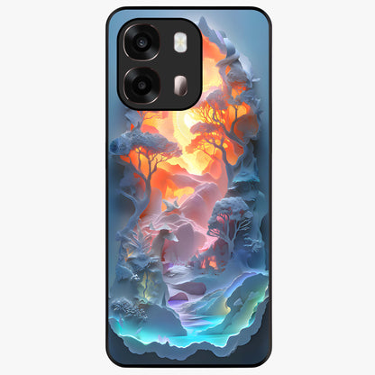 Glow Forest Portal Glass Case showing flat back view with glowing forest portal artwork and glossy glass finish.