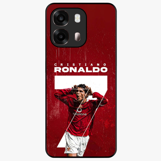Goal Celebration Legacy Glass Case showing flat back view with football celebration inspired artwork and glossy glass finish.