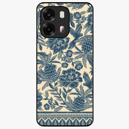 Heirloom Wild Bloom Glass Case showing flat back view with vintage inspired wild flower artwork and glossy glass finish.