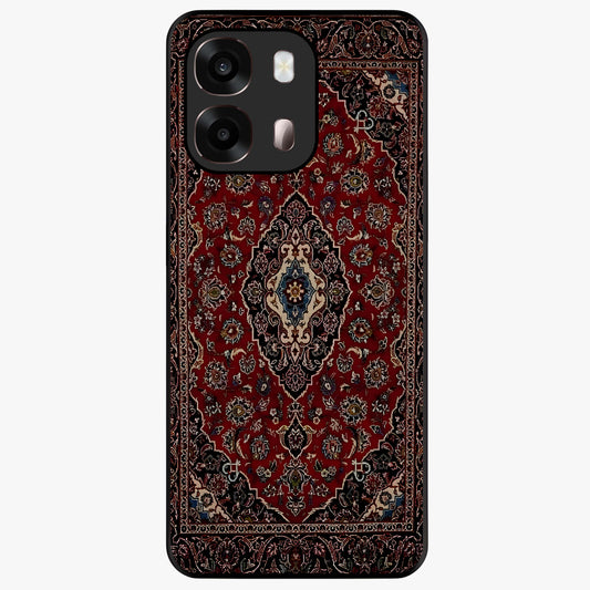 Heritage Carpet Royale Glass Case showing flat back view with ornate Persian carpet inspired pattern and glossy glass finish.