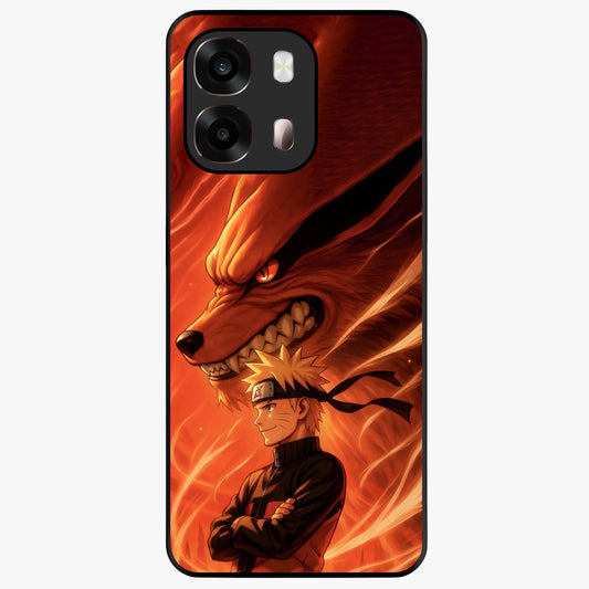Nine Tails Legacy Glass Case showing flat back view with powerful nine-tailed fox inspired artwork and glossy glass finish.