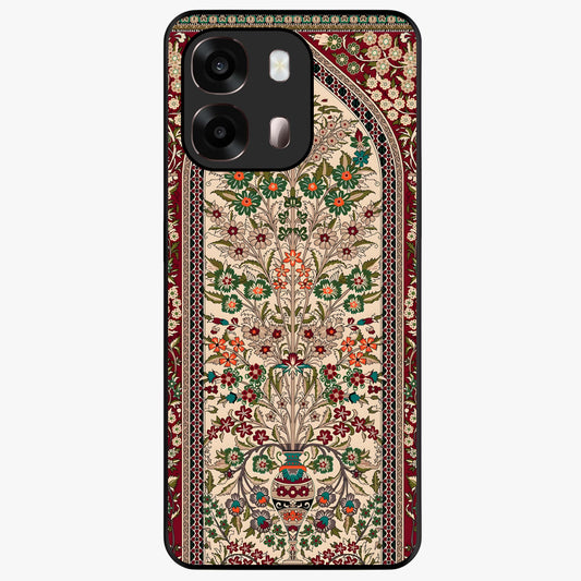 Persian Inspired Glass Case showing flat back view with ornate Persian style pattern artwork and glossy glass finish.