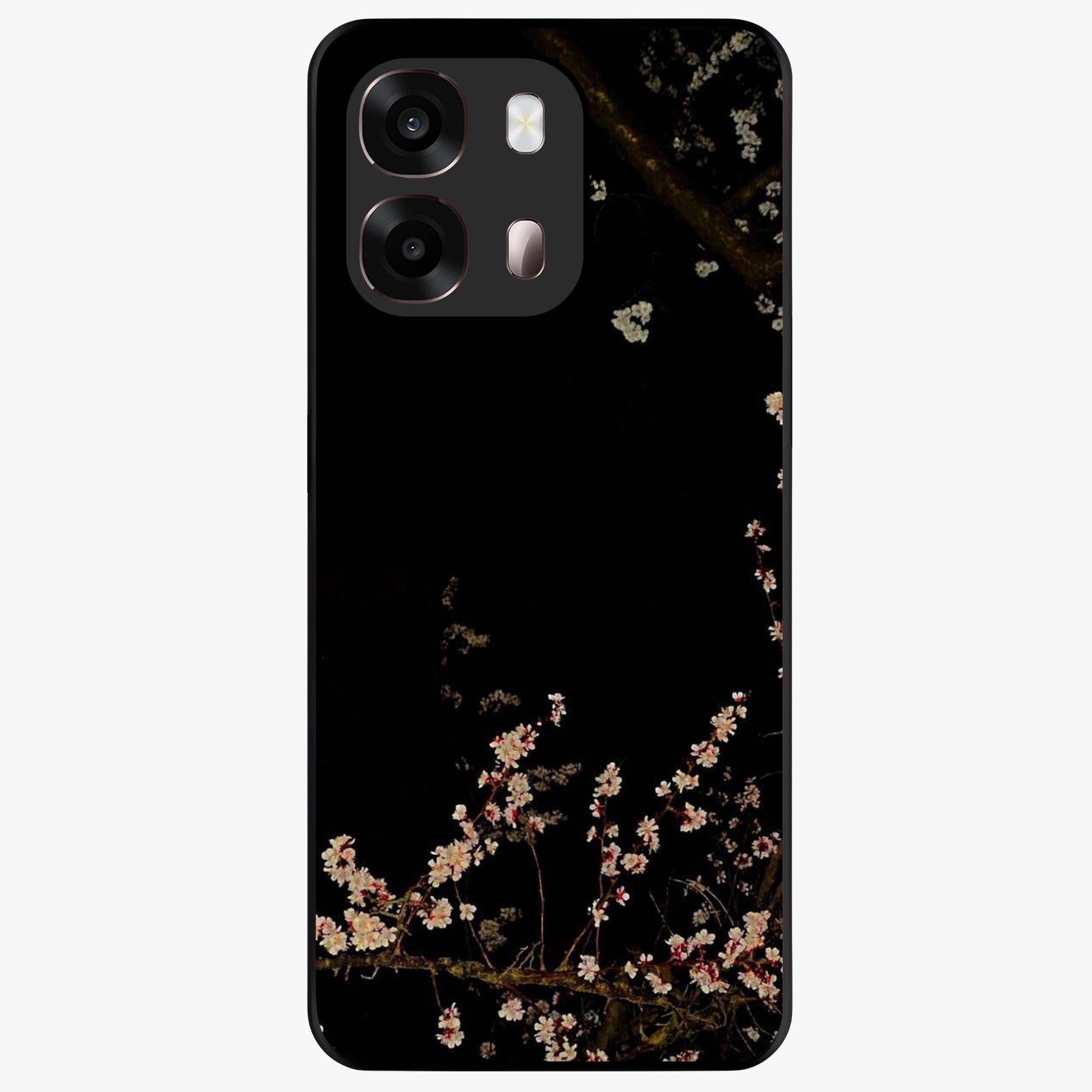 Petal Moon Light With Custom Name Glass Case showing flat back view with floral moonlight artwork and personalized name design.