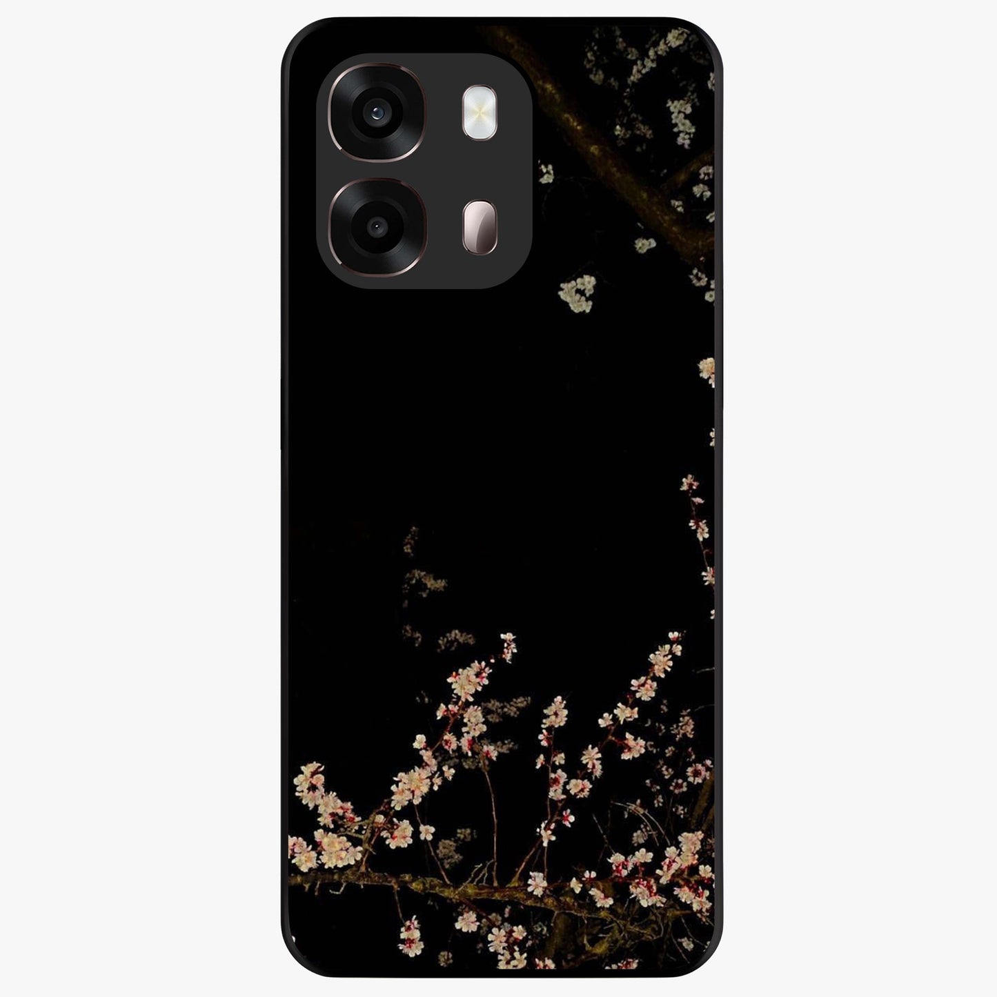 Petal Moon Light With Custom Name Glass Case showing flat back view with floral moonlight artwork and personalized name design.