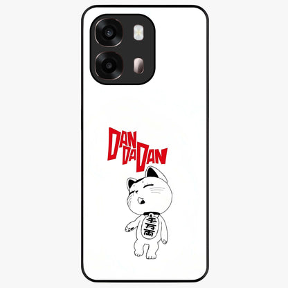 Playful Spirit Charm Glass Case showing flat back view with cheerful charm themed artwork and glossy glass finish.