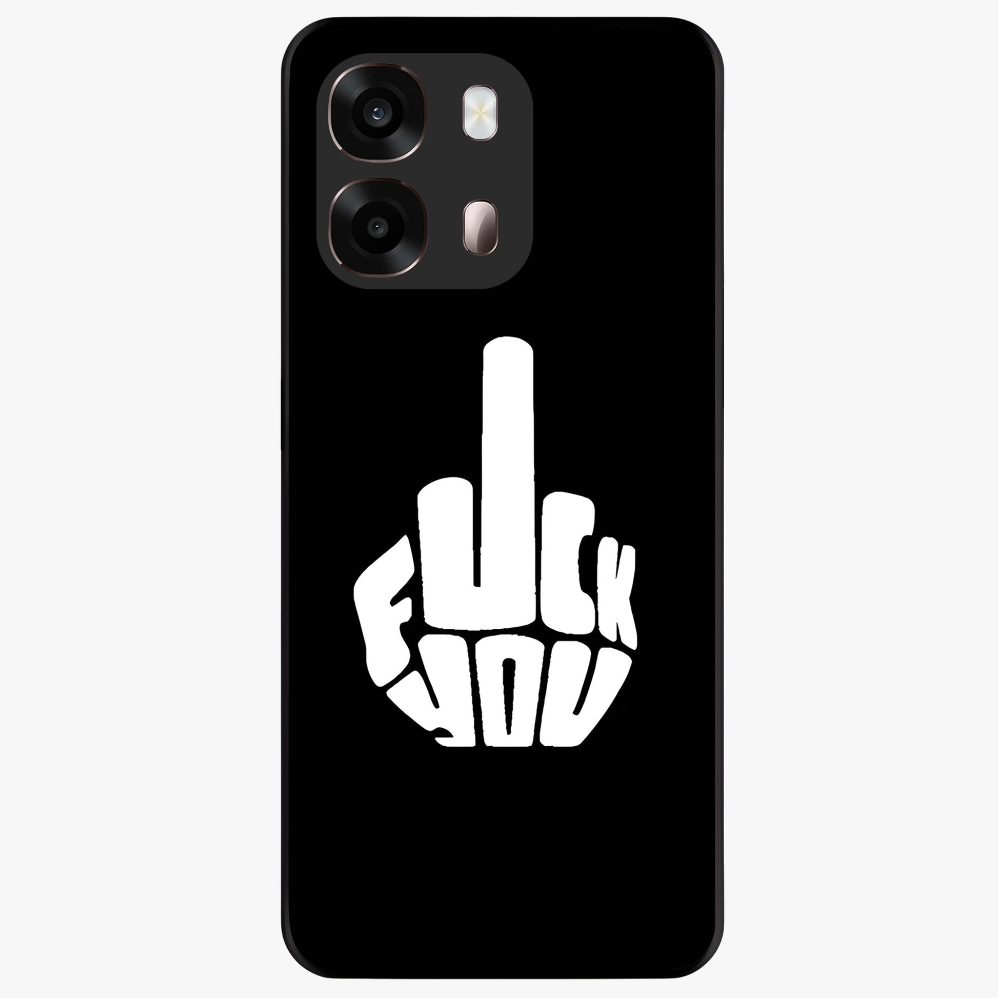 Rebel Mode On Glass Case showing flat back view with bold rebellious typography artwork and glossy glass finish.