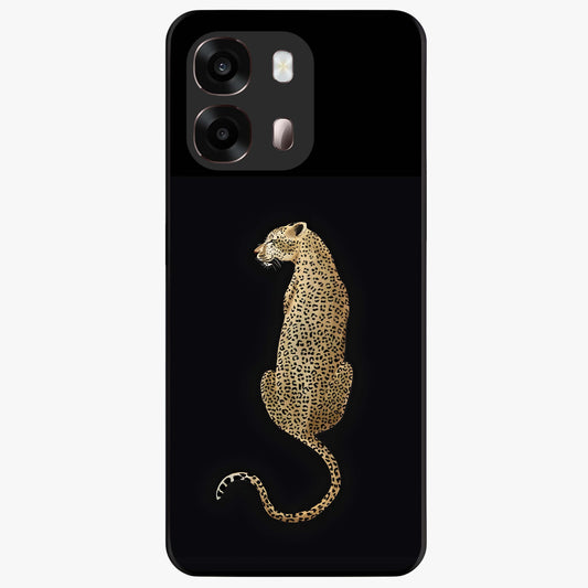 Regal Leopard Glass Case showing flat back view with bold leopard artwork and glossy glass finish.