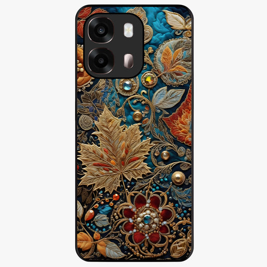 Royal Jewel Garden Glass Case showing flat back view with decorative floral garden artwork and glossy glass finish.