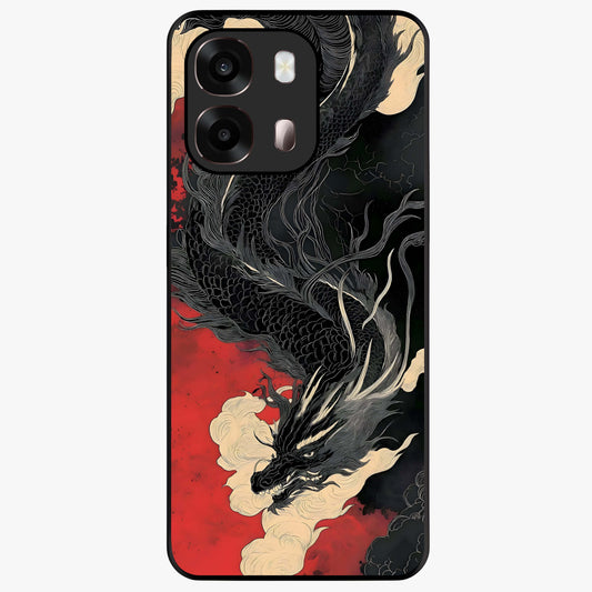 Shadow Dragon Fury Glass Case showing flat back view with fierce dragon artwork and glossy glass finish.