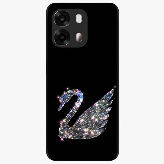 Starlit Swan Grace Glass Case showing flat back view with graceful swan artwork under starry sky and glossy glass finish.