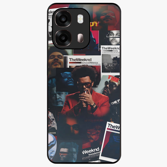 The Weeknd Glass Case showing flat back view with music inspired artistic portrait artwork and glossy glass finish.