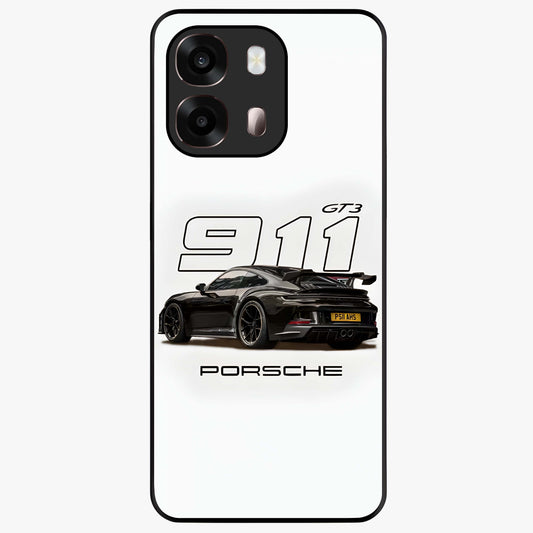 Turbo Legacy Icon Glass Case showing flat back view with iconic sports car inspired artwork and glossy glass finish.