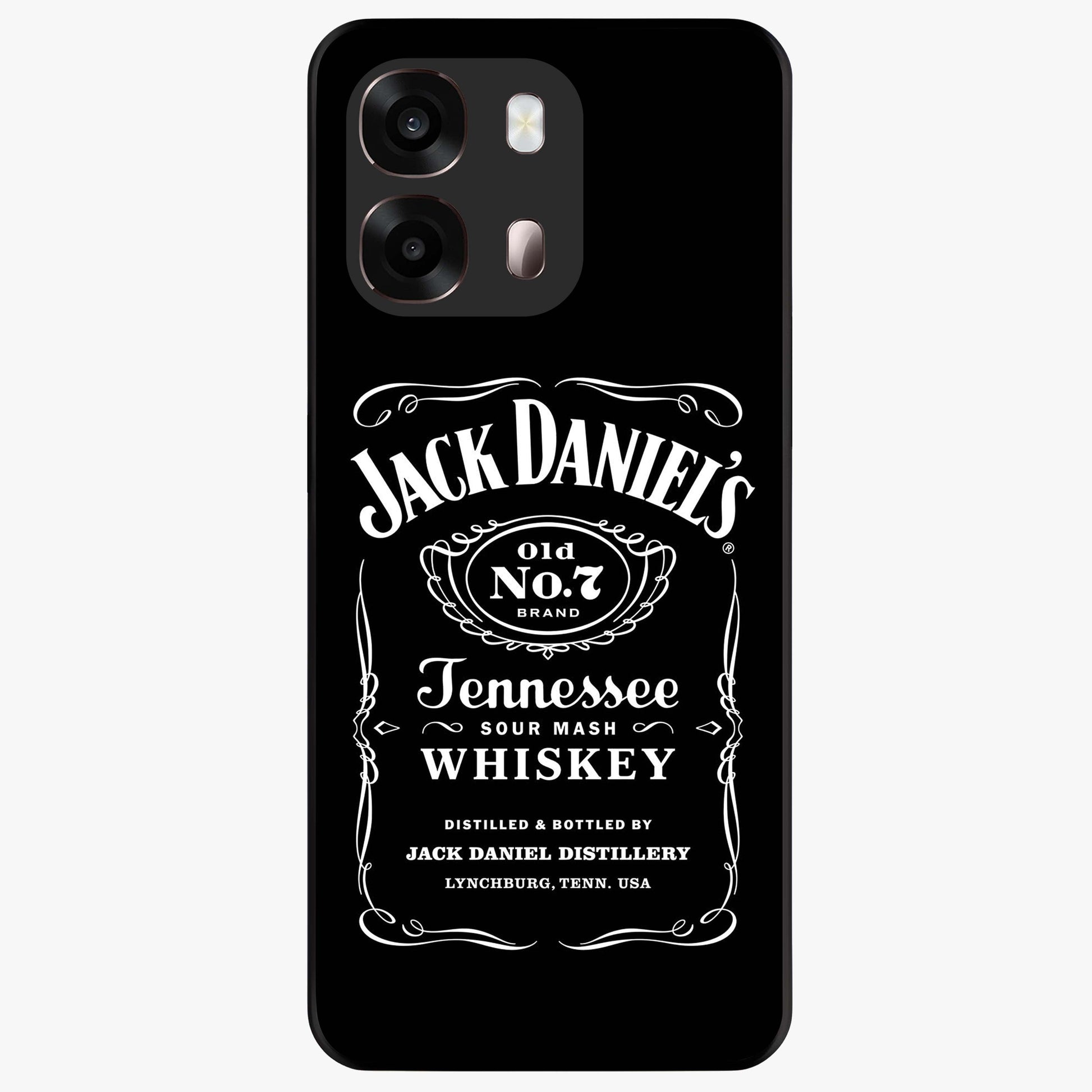 Vintage Whiskey Heritage Glass Case showing flat back view with classic whiskey inspired artwork and glossy glass finish.