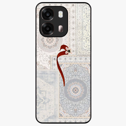 White Aesthetic Bow Glass Case showing flat back view with minimal bow artwork and glossy glass finish.
