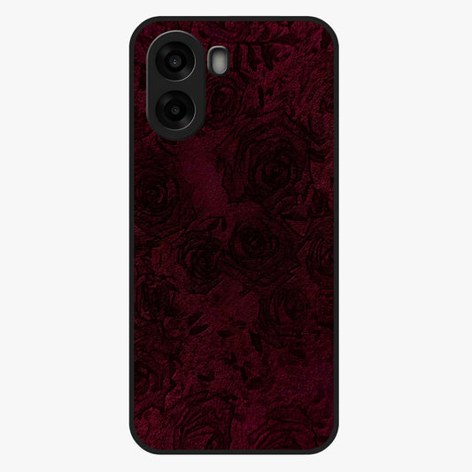 Crimson Fade Flow Glass Case showing flat back view with flowing crimson gradient artwork and glossy glass finish.