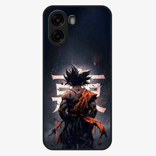 Dark Warrior In Rain Glass Case showing flat back view with warrior artwork in rainy atmosphere and glossy glass finish.