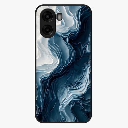 Ethereal Paper Marble Glass Case showing flat back view with soft marble paper texture artwork and glossy glass finish.