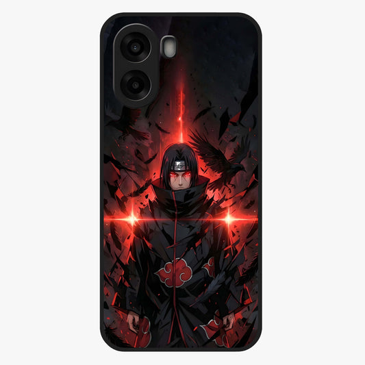 Focused Blade Discipline Glass Case showing flat back view with warrior sword themed artwork and glossy glass finish.