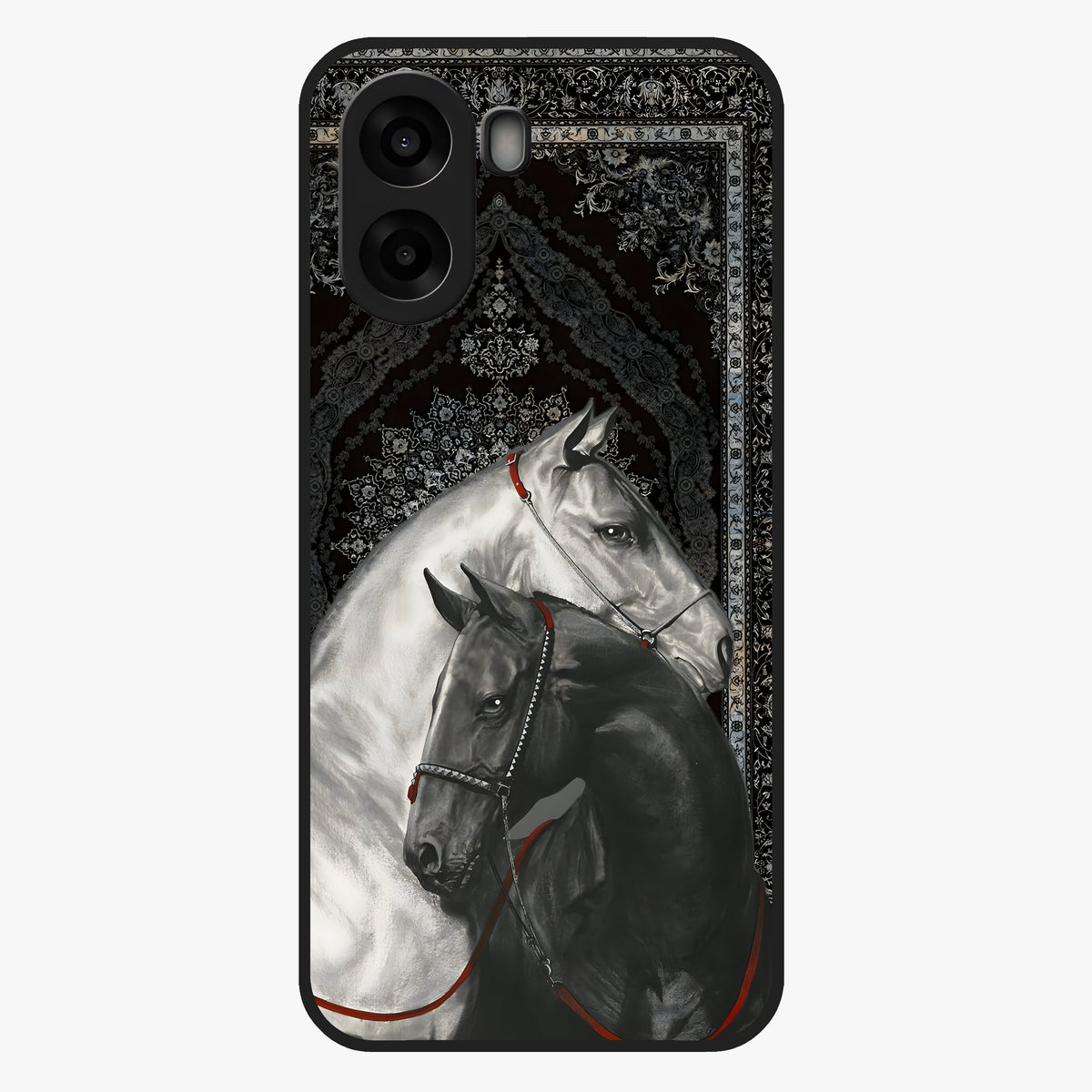 Majestic Ride Legacy Glass Case showing flat back view with powerful automotive inspired artwork and glossy glass finish.