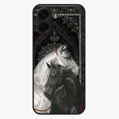 Majestic Ride Legacy Glass Case showing flat back view with powerful automotive inspired artwork and glossy glass finish.