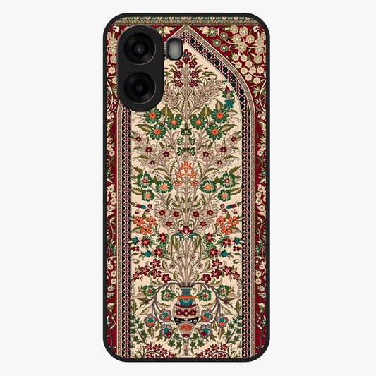 Persian Inspired Glass Case showing flat back view with ornate Persian style pattern artwork and glossy glass finish.