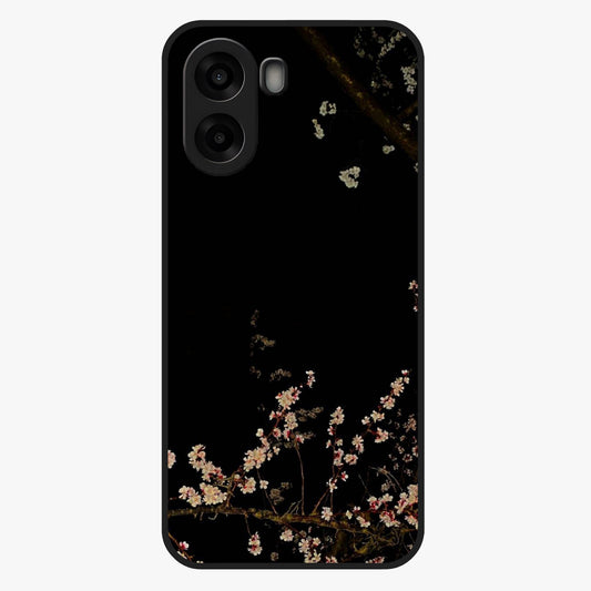 Petal Moon Light With Custom Name Glass Case showing flat back view with floral moonlight artwork and personalized name design.