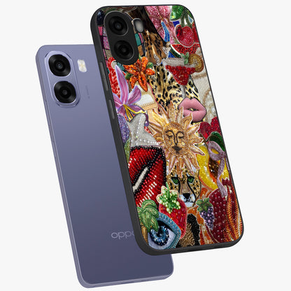 Beaded Fashion Jungle Glass Case displayed in angled mockup highlighting colorful fashion bead design and artistic pattern.