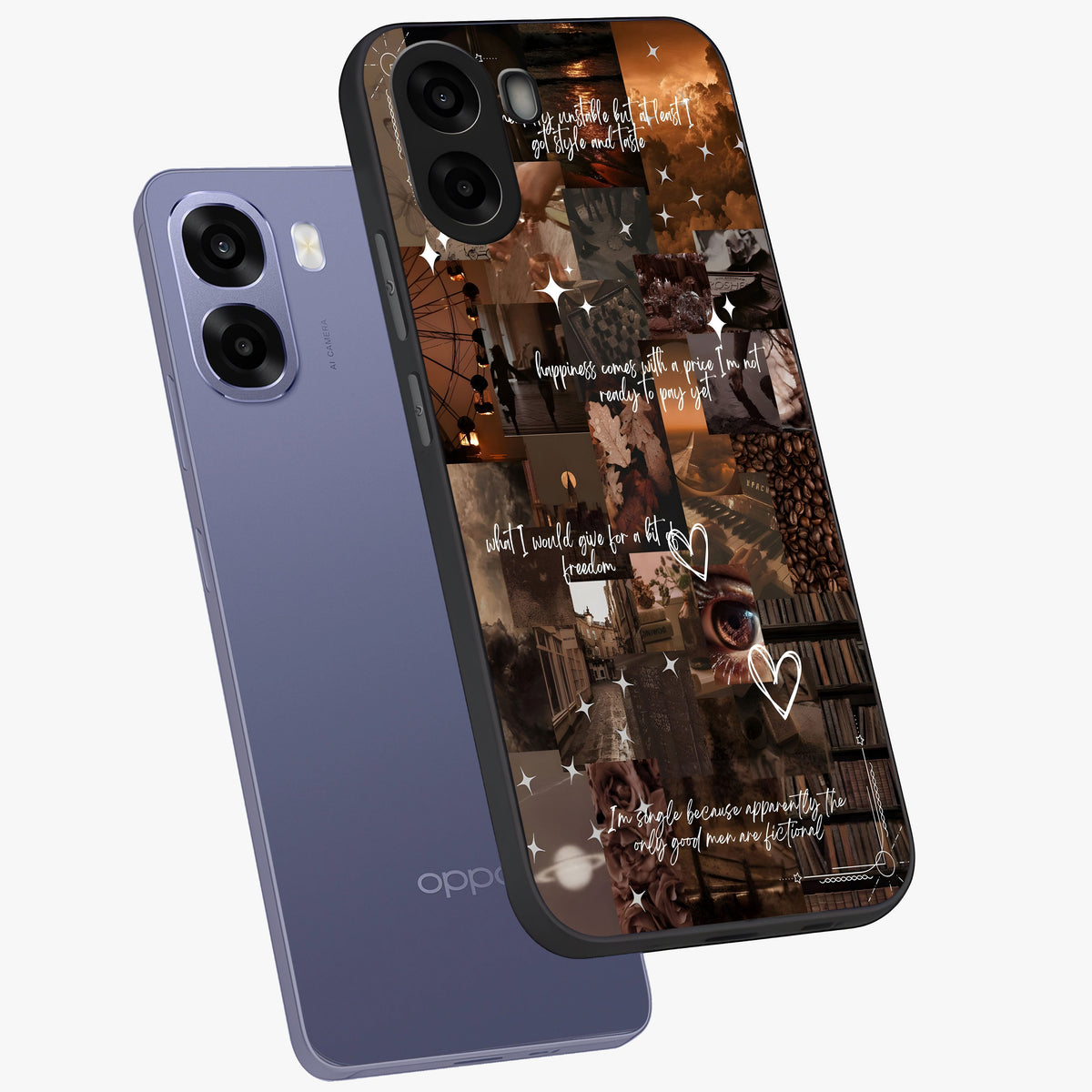 Bittersweet Aesthetic Chaos Glass Case displayed in angled mockup highlighting expressive abstract artwork and edgy aesthetic theme.