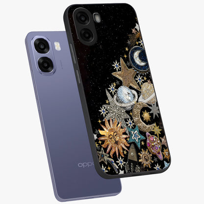 Cosmic Sparkle Dreams Glass Case displayed in angled mockup highlighting dreamy star sparkle design with celestial aesthetic.