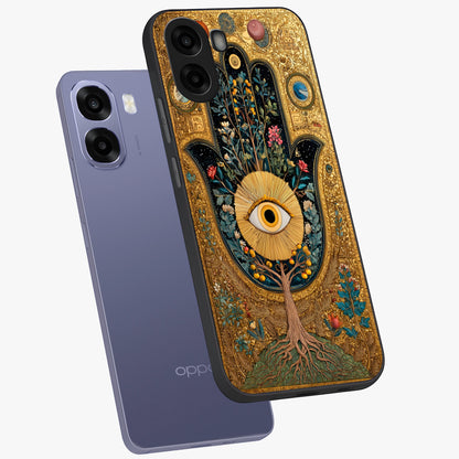 Ethereal Evil Eye Glass Case displayed in angled mockup highlighting protective evil eye symbol with spiritual aesthetic design.