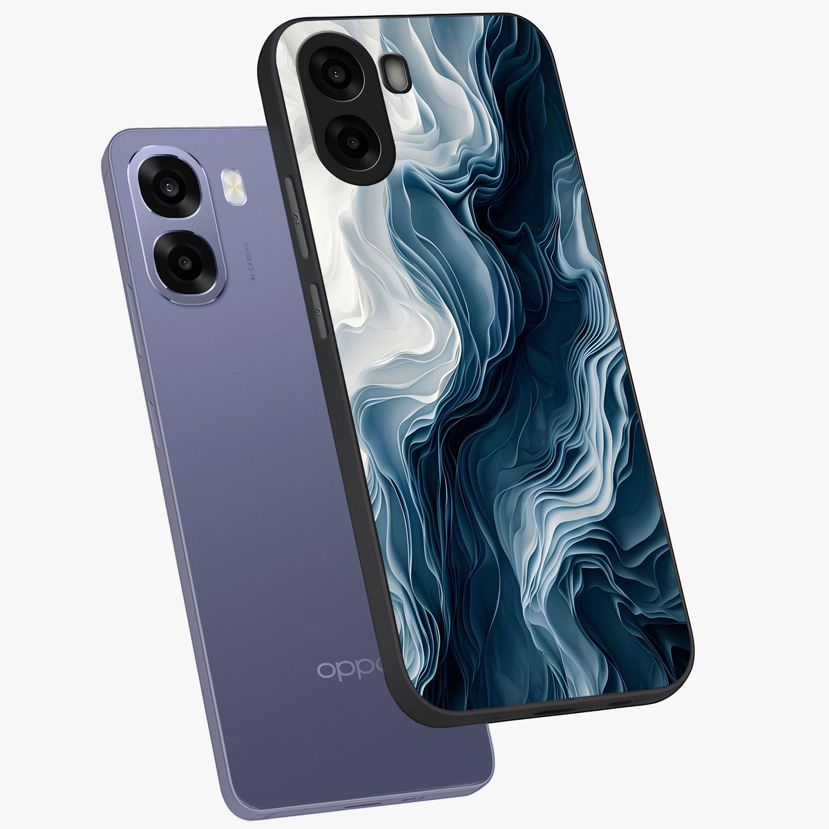 Ethereal Paper Marble Glass Case displayed in angled mockup highlighting elegant marble pattern with modern aesthetic style.