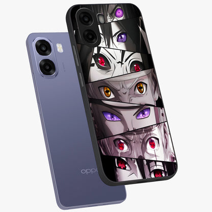 Eyes of Destiny Glass Case displayed in angled mockup highlighting bold eye illustration with mystical aesthetic style.