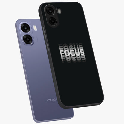 Focus Mode On Glass Case displayed in angled mockup highlighting clean minimal text artwork with modern aesthetic style.