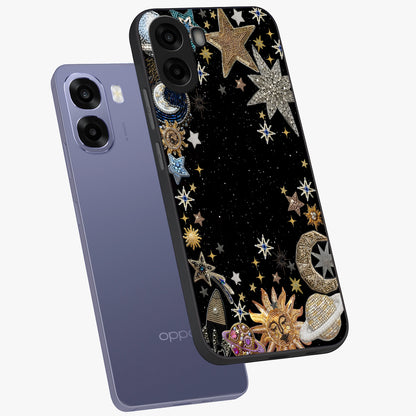Galactic Jewel Stars Glass Case displayed in angled mockup highlighting shining celestial star design with cosmic aesthetic style.