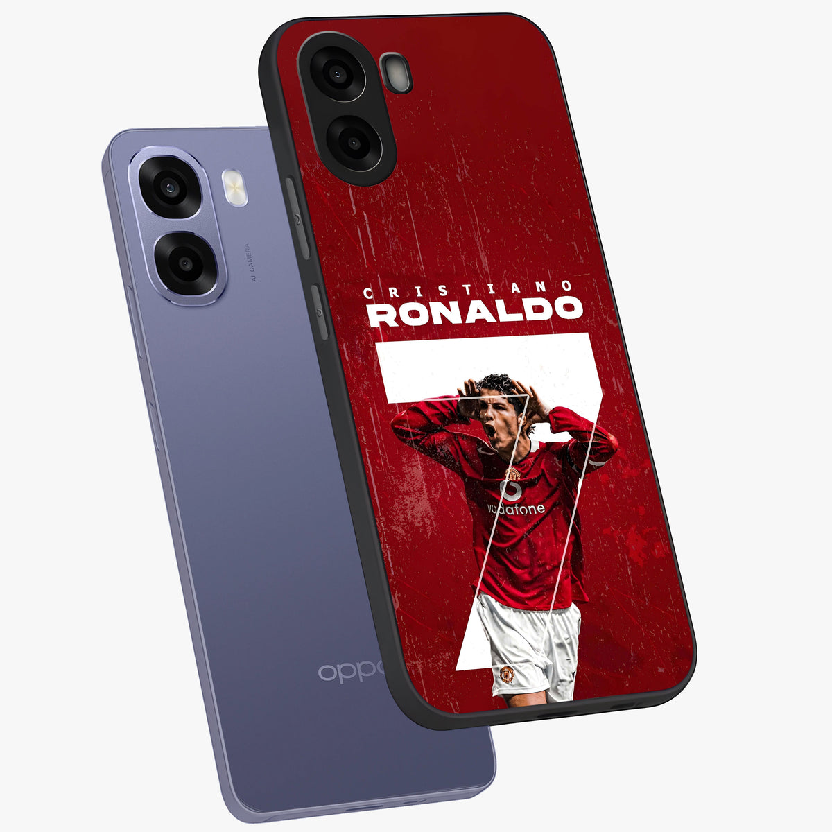 Goal Celebration Legacy Glass Case displayed in angled mockup highlighting energetic sports celebration design with bold athletic theme.