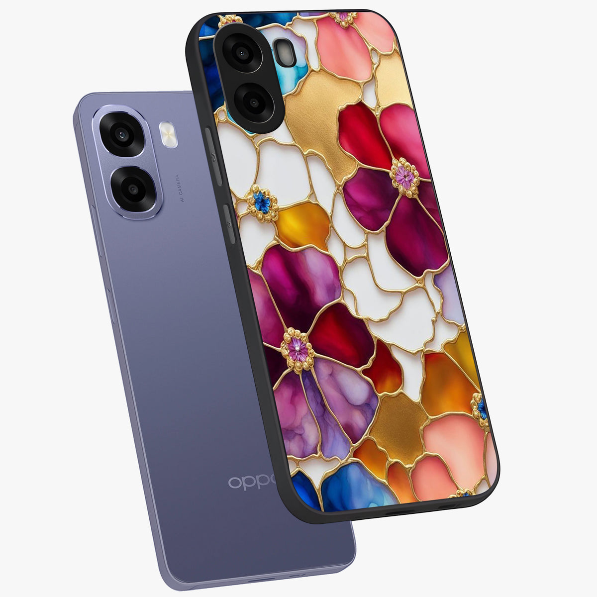 Marble Flower Pattern Glass Case displayed in angled mockup highlighting elegant marble floral design with modern aesthetic.