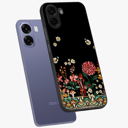 Midnight Bloom Pattern Glass Case displayed in angled mockup highlighting elegant flower design with midnight aesthetic style.