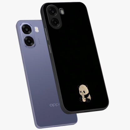 Midnight Panda Love Glass Case displayed in angled mockup highlighting adorable panda illustration with midnight aesthetic.