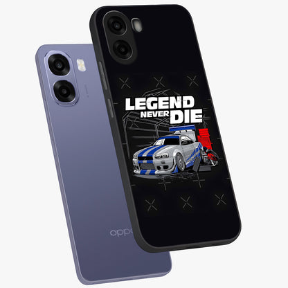 Midnight Racing Legacy Glass Case displayed in angled mockup highlighting dynamic automotive design with bold midnight aesthetic.