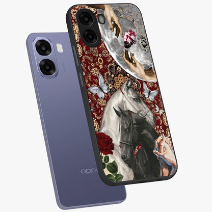 Moonlit Royal Stallion Glass Case displayed in angled mockup highlighting powerful stallion illustration with royal night aesthetic.