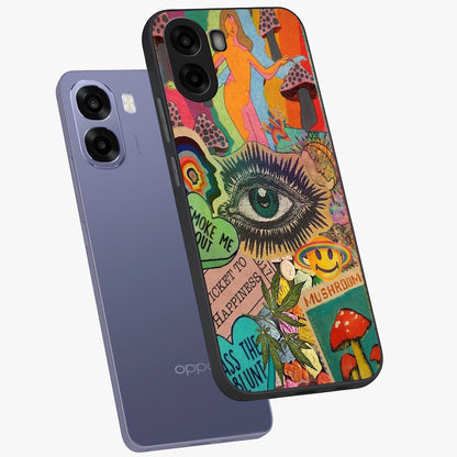 Mystic Eye Wonderland Glass Case displayed in angled mockup highlighting magical eye illustration with dreamy aesthetic.