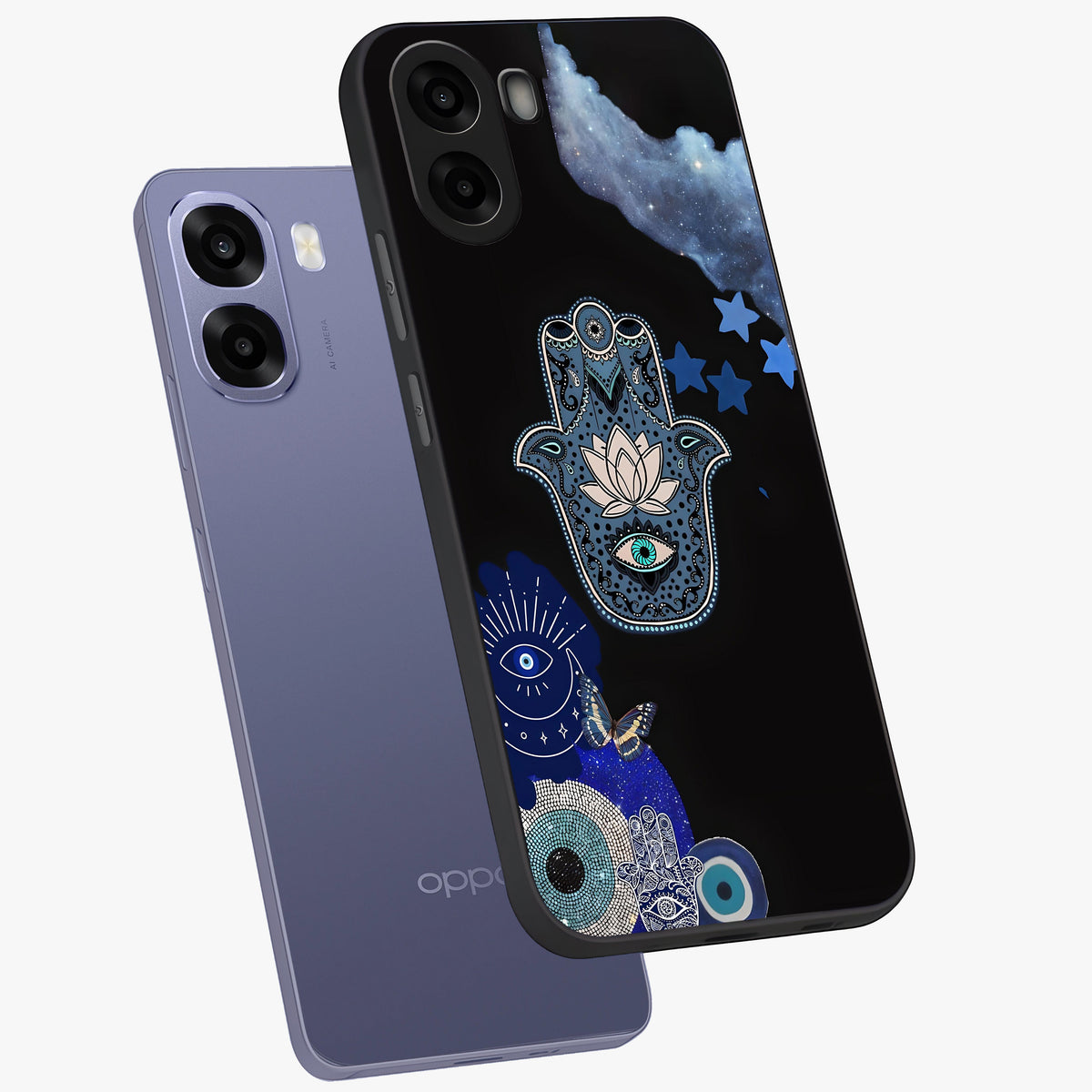 Mystic Hand Aura Glass Case displayed in angled mockup highlighting magical aura design with spiritual aesthetic style.