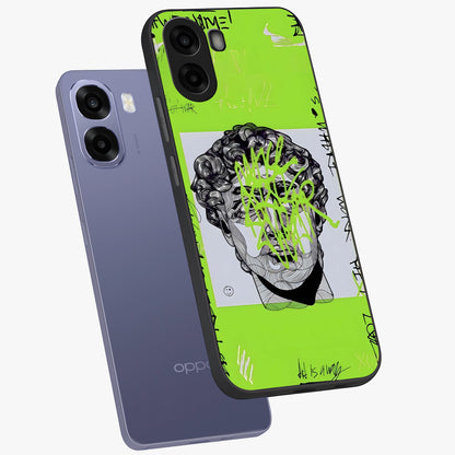 Neo Graffiti Rebellion Glass Case displayed in angled mockup highlighting urban street art design with rebellious aesthetic.