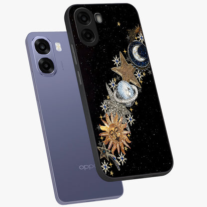 Pearls Universe Object Glass Case displayed in angled mockup highlighting celestial pearl design with dreamy aesthetic.